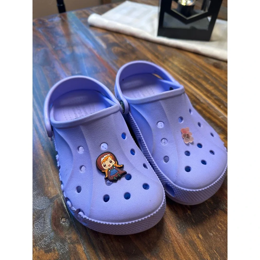 Crocs Baya Clog Kids J1 Lavender Purple Anna Frozen Jibbitz Slip On Shoes Junior